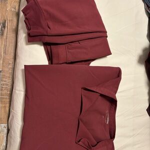 Women's Burgundy Scrub Set